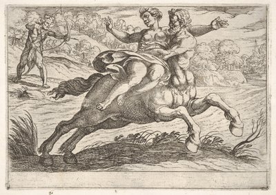 Nesso tenta di prendere Deianira da Ercole da Antonio Tempesta