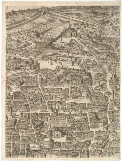 Piano della città di Roma. Parte 3 con Santa Maria Maggiore, il Pantheon e Traiano da Antonio Tempesta