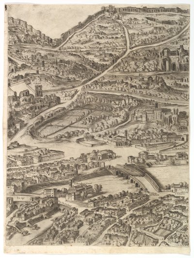 Piano della città di Roma. Parte 5 con le Terme di Caracalla, la Santa Sabina e parte di..., 1645 da Antonio Tempesta