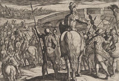 Avanguardia delle nuove truppe romane respinta, da La guerra dei romani, 1611 da Antonio Tempesta