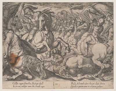 Tavola 4: Alessandro che combatte i Persiani, da Le imprese di Alessandro Magno, 1608 da Antonio Tempesta