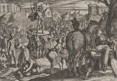 Tavola 5: Bruno Nominato Capo dei Caninefati, da La Guerra dei Romani Contro i... da Antonio Tempesta
