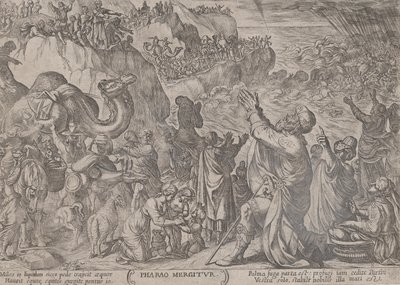 Gli egiziani che annegano nel Mar Rosso, da Le battaglie del Vecchio Testamento da Antonio Tempesta