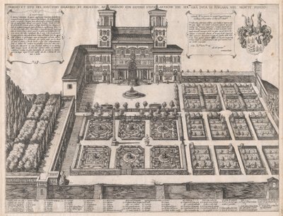 Speculum Romanae Magnificentiae: Palazzo e giardini di Monte Pincio, metà..., metà-fine XVI secolo da Antonio Tempesta