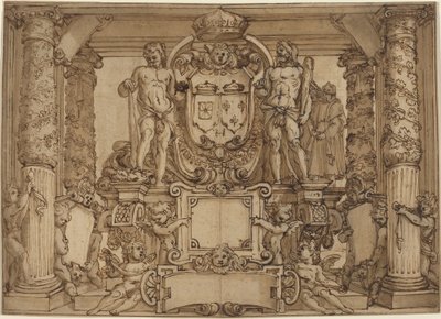 Disegno architettonico murale in onore di Enrico IV, l
