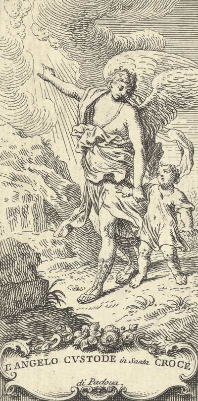 Un angelo guida un giovane ragazzo e indica le nuvole, ca. 1708-82 da Antonio Visentini