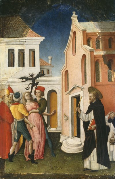 San Pietro Martire che Esorcizza una Donna Posseduta da un Diavolo, 1440-50 da Antonio Vivarini
