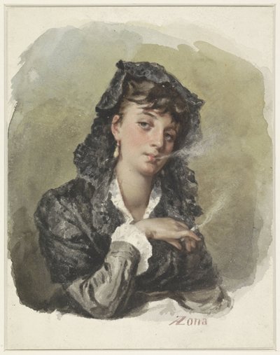 Giovane donna con una sigaretta da Antonio Zona