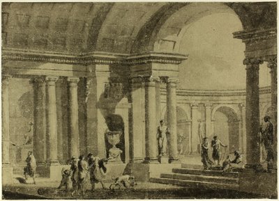 Portico classico con figure in abiti antichi da Antonio Zucchi