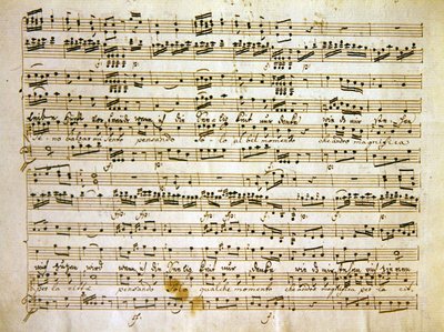 Copia tardo XVIII secolo di una pagina di manoscritto della partitura di La scuola de gelosi da Antonio after Salieri