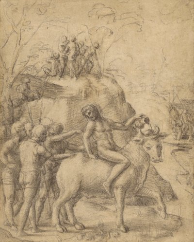 Correggio - Un uomo che cavalca un toro e altre figure, 83.GB.344 da Antonio da Correggio