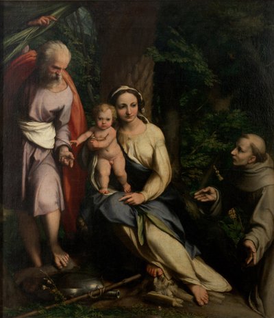 Il riposo durante la fuga in Egitto con San Francesco d