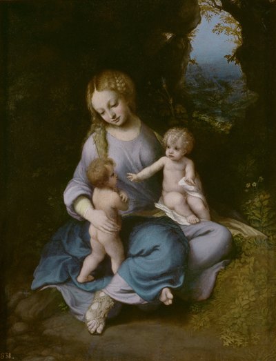 Vergine e bambino con Giovanni Battista da bambino da Antonio da Correggio