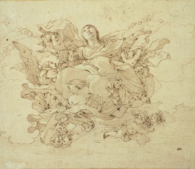 Vergine tra le nuvole, sostenuta dagli angeli da Antonio da Correggio