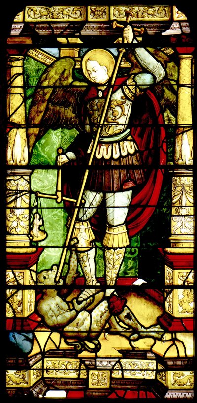 Vetrata con San Michele che pesa le anime da Antonio da Pandino