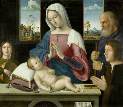 Vergine e Bambino con San Giuseppe e Donatore, pannello centrale del Trittico di Withypool da Antonio da Solario