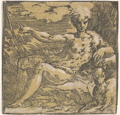 San Giovanni Battista nel deserto, un agnello al suo fianco, ca. 1527-30 da Antonio da Trento