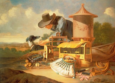Un uccellatore e il suo cane da Antonius Leemans