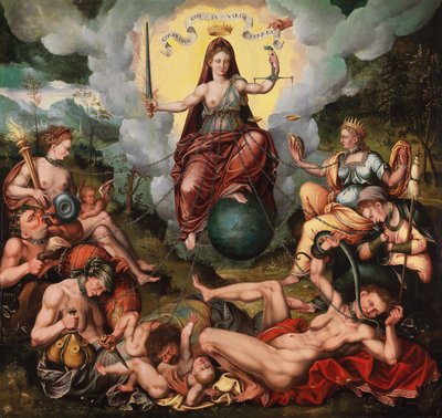 Justitia sconfigge i sette peccati capitali, ca. 1600 da Antoon Claeissens