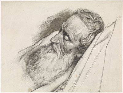 Testa di un vecchio sul letto di morte da Antoon Derkinderen