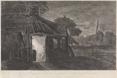 Scena notturna con due figure in una capanna da Antoon Overlaet