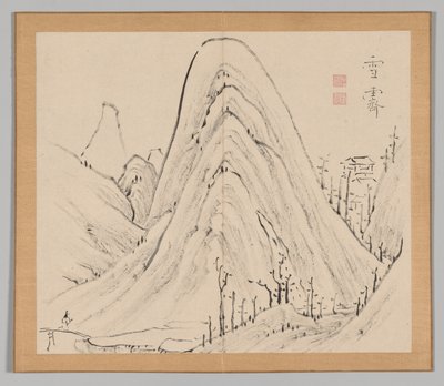 Doppio album di studi paesaggistici dopo Ikeno Taiga, Volume 1 foglio 33, XVIII secolo da Aoki Shukuya