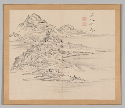 Doppio album di studi paesaggistici dopo Ikeno Taiga, Volume 1 foglio 35, XVIII secolo da Aoki Shukuya
