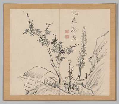 Doppio Album di Studi di Paesaggio dopo Ikeno Taiga, Volume 2 foglio 13, XVIII secolo da Aoki Shukuya