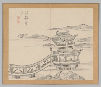 Doppio album di studi paesaggistici dopo Ikeno Taiga, Volume 2 foglio 25, XVIII secolo da Aoki Shukuya