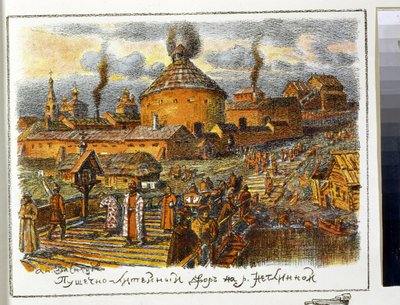 Lavanderia Cannon sul fiume Neglinnaya nel XVII secolo da Apollinari Mikhailovich Vasnetsov