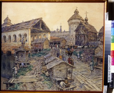Il ponte della Resurrezione a Mosca nel XVII secolo da Apollinari Mikhailovich Vasnetsov