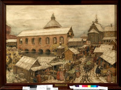 Mercato nel quartiere di Okhotny Riad a Mosca nel XIII-XVI secolo da Apollinari Mikhailovich Vasnetsov