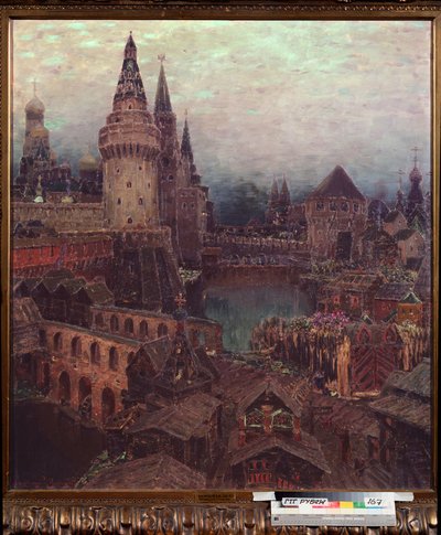 Mosca nel XVII secolo, alba alla Porta della Resurrezione da Apollinari Mikhailovich Vasnetsov
