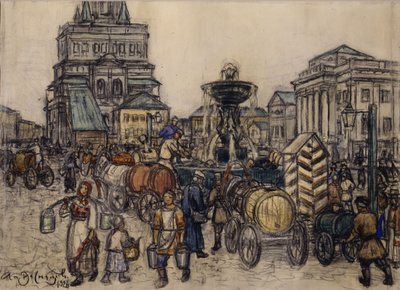La Fontana in Piazza Sukharevskaya nel XIX secolo da Apollinari Mikhailovich Vasnetsov