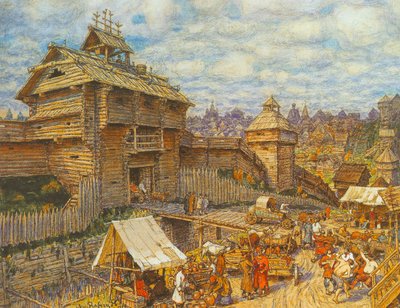 Città di Legno di Mosca nel XIV secolo da Apollinari Mikhailovich Vasnetsov