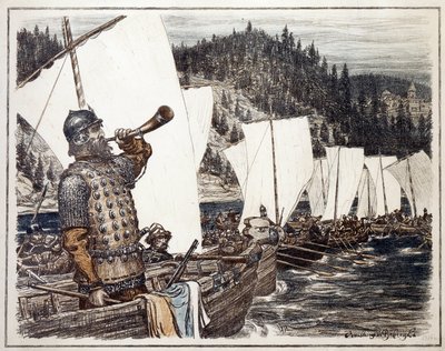 Yermak Timofeyevitch sul fiume Irtych da Apollinari Mikhailovich Vasnetsov