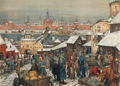 Mercato di Novgorod, fine XIX - inizio XX secolo da Appolinari Mikhaylovich Vasnetsov