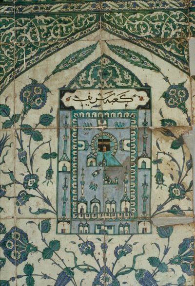 Piastrella con una rappresentazione della Mecca, XVI-XVII secolo da Arabic School