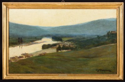 Paesaggio toscano con fiume da Arcangelo Salvarani