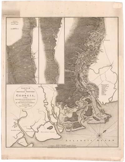 Mappa delle frontiere settentrionali della Georgia di Campbell da Archibald (after) Campbell