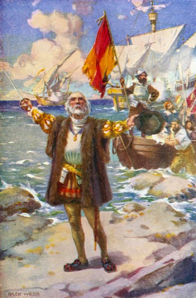 Lo sbarco di Colombo da Archibald Bertram (after) Webb