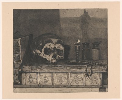 Natura morta con teschio da Arend Hendriks (signed by artist)