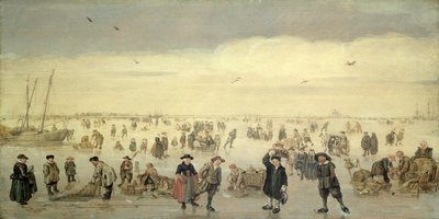 Scena invernale con numerose figure sul ghiaccio, c.1600-31 da Arent Arentsz