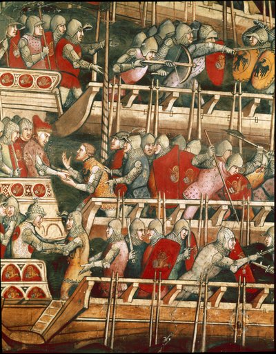 Battaglia navale a Punta Salvore nel Golfo di Trieste (dettaglio) da Aretino Luca Spinello or Spinelli
