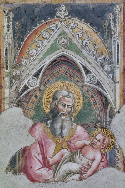 San Simeone che tiene in braccio Gesù Bambino secondo la narrazione del Vangelo di Luca da Aretino Luca Spinello or Spinelli