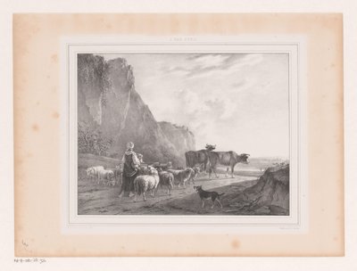 Paesaggio con gregge e pastorella da Arie Ketting de Koningh