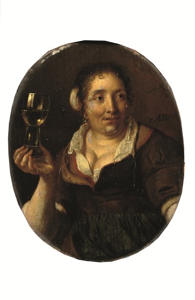 Contadina che tiene un bicchiere di vino da Arie de Vois