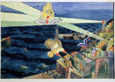 Una battaglia navale da Aristarkh Vasilievic Lentulov