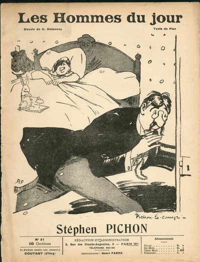 Copertina di "Gli uomini del giorno", circa 1905 - Illustrazione di Aristide Delannoy (1874-1911): Camera da letto - Marianne, Pichon Stephen (1857-1933) da Aristide Delannoy