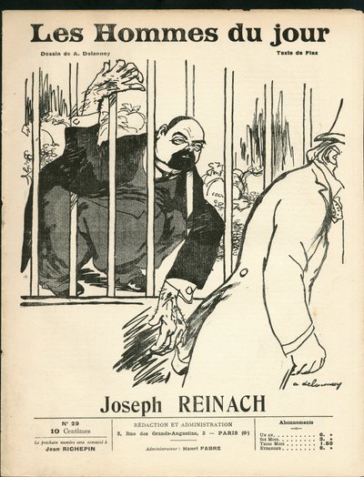 Copertina di The Men of the Day, circa 1905 - Illustrazione di Aristide Delannoy: Antisemitismo, Argento - Reinach Joseph, Scimmia da Aristide Delannoy